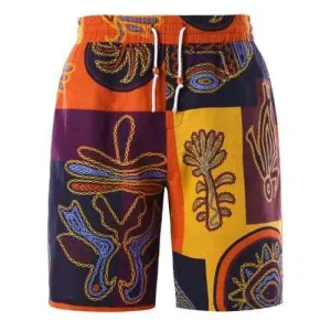 Ethnic Printed Drawstring Bermuda Shorts - M