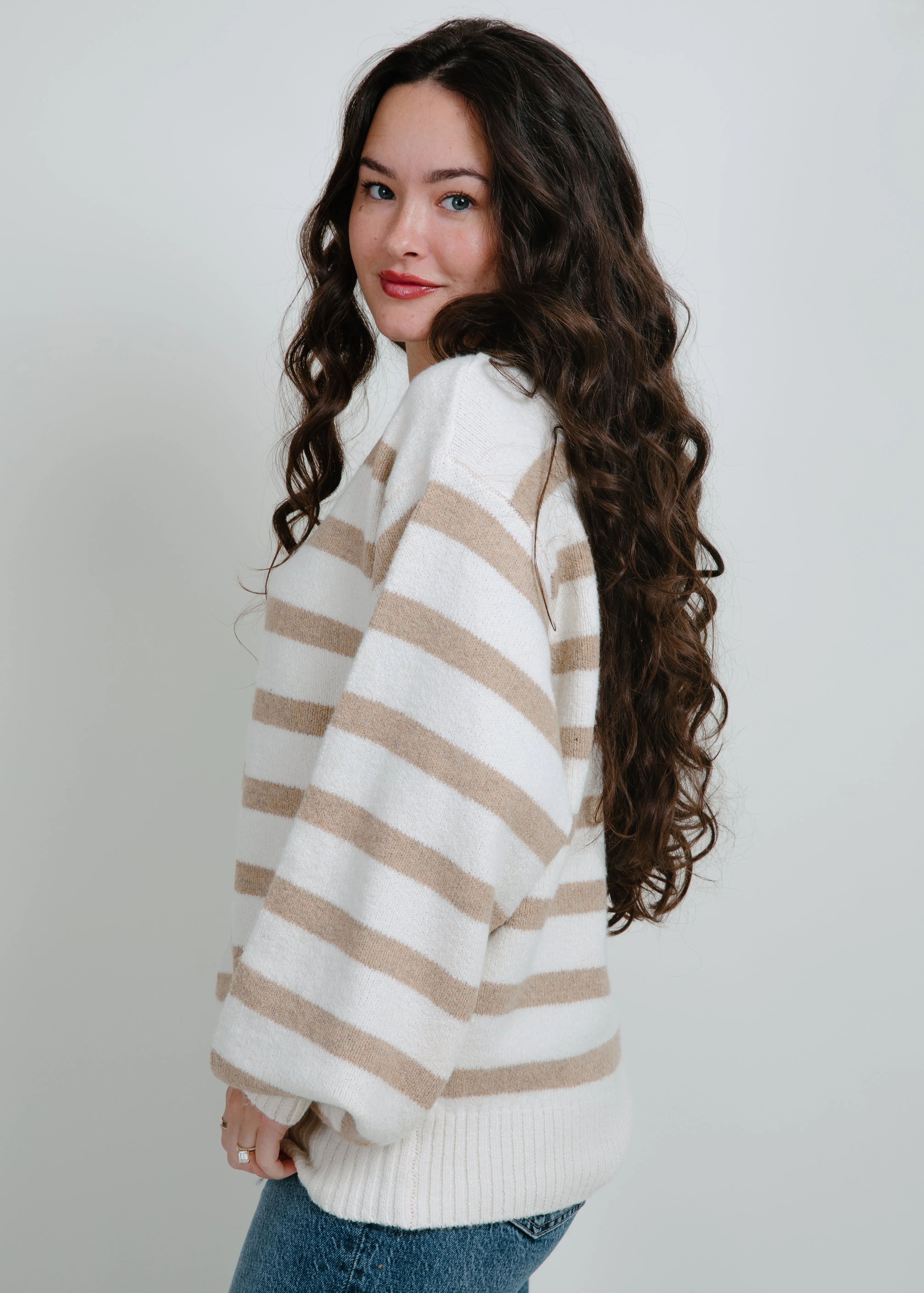 Fable Stripe Sweater - Taupe