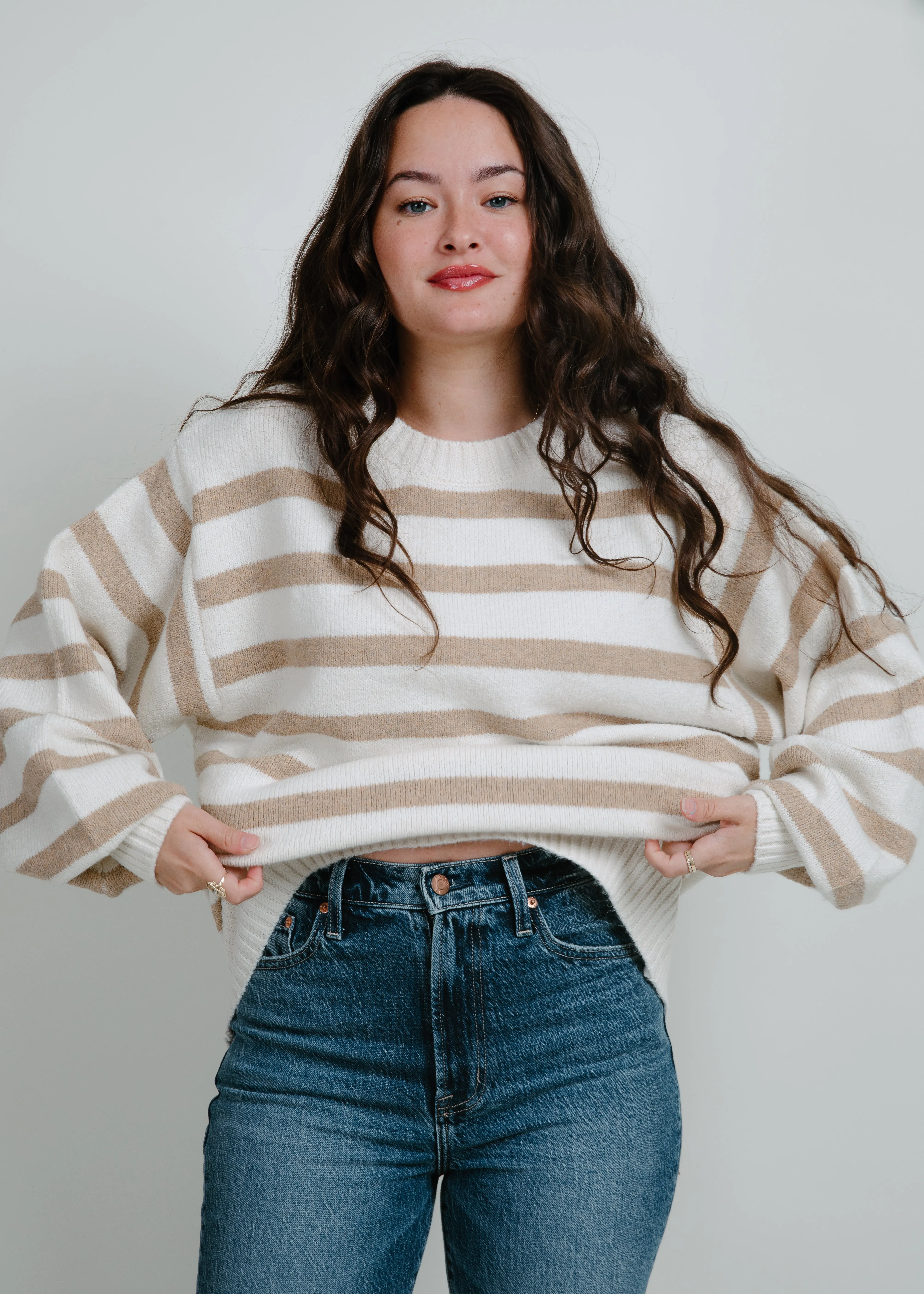 Fable Stripe Sweater - Taupe