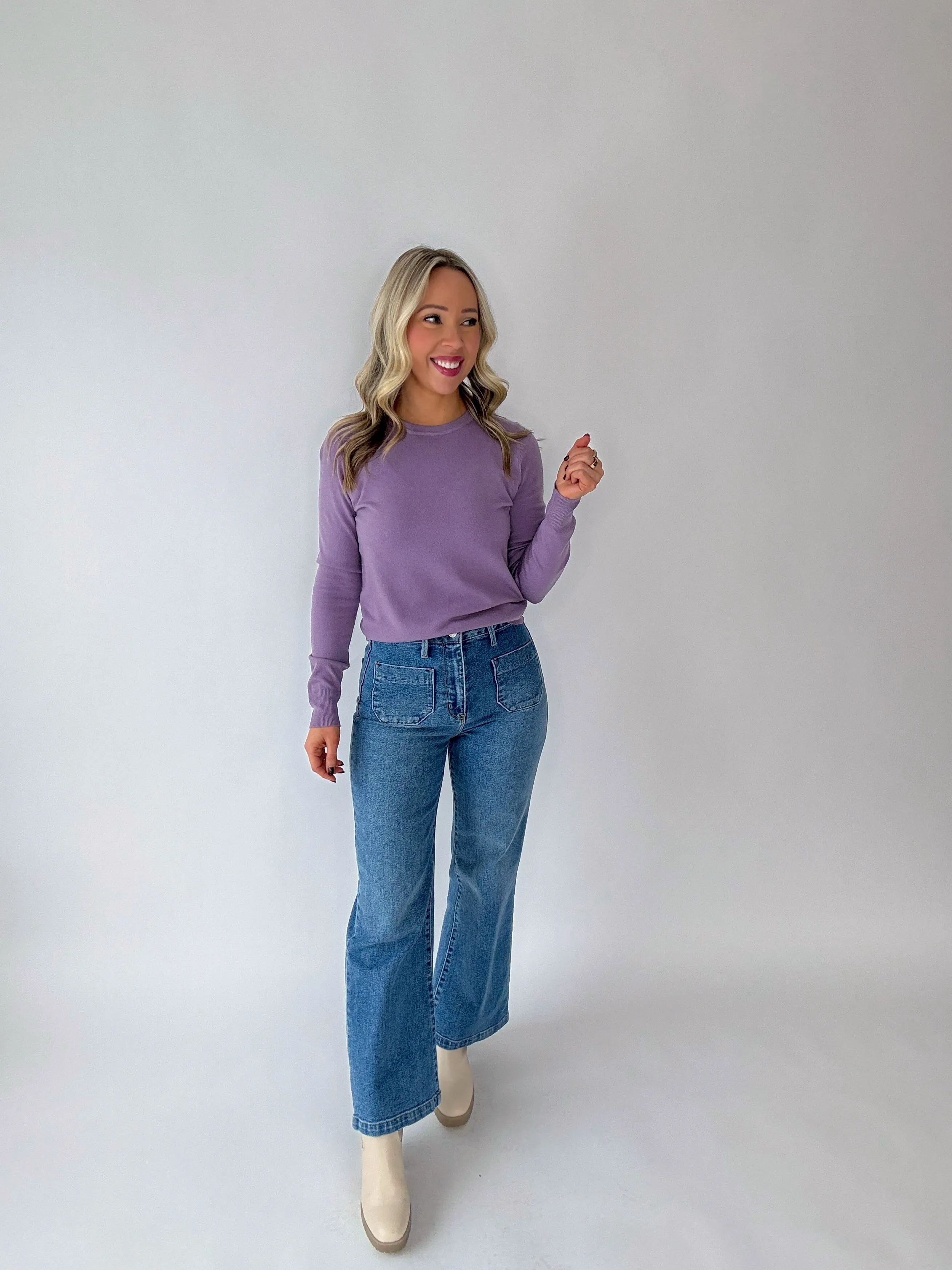 Falling For You Lightweight Sweater - Lavender