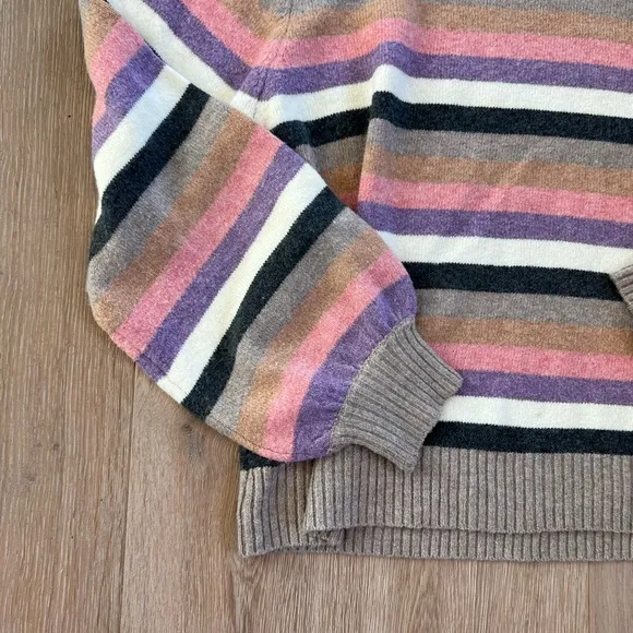 Fate Striped Pink, Purple, Brown Puff sleeve Sweater Womens XL