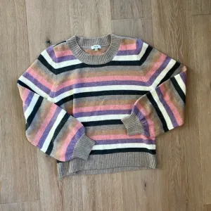 Fate Striped Pink, Purple, Brown Puff sleeve Sweater Womens XL