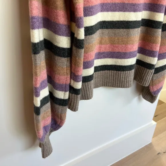 Fate Striped Pink, Purple, Brown Puff sleeve Sweater Womens XL