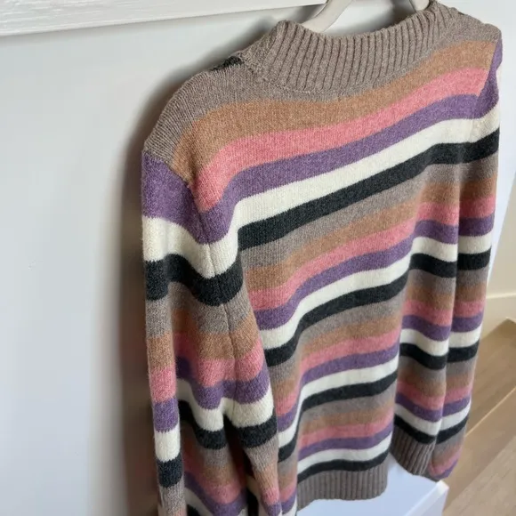 Fate Striped Pink, Purple, Brown Puff sleeve Sweater Womens XL