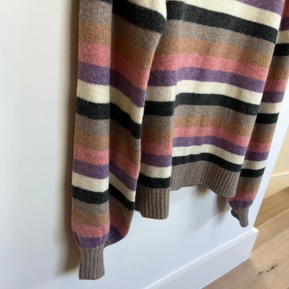 Fate Striped Pink, Purple, Brown Puff sleeve Sweater Womens XL