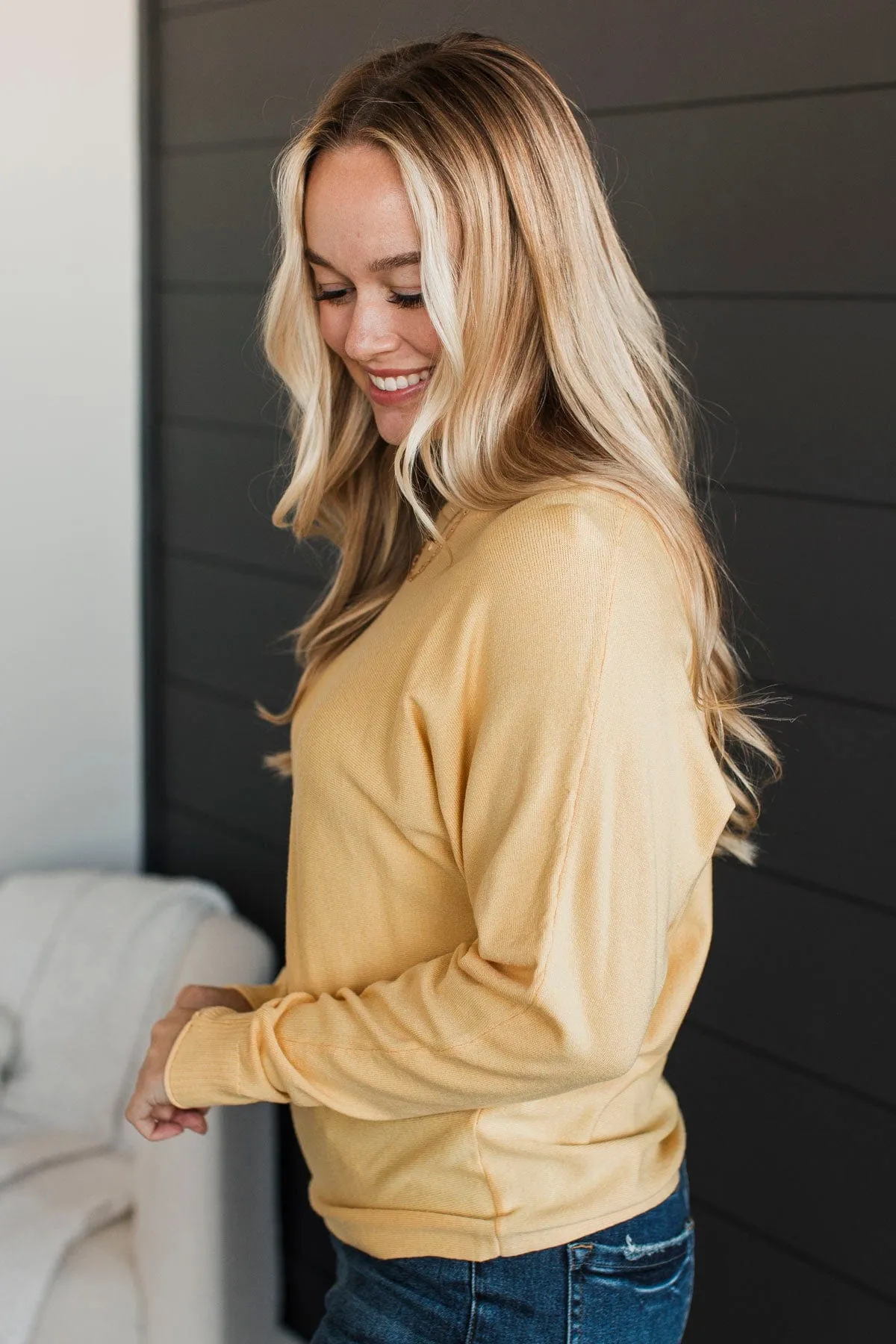 Feeling Devoted Knit Dolman Sweater- Yellow
