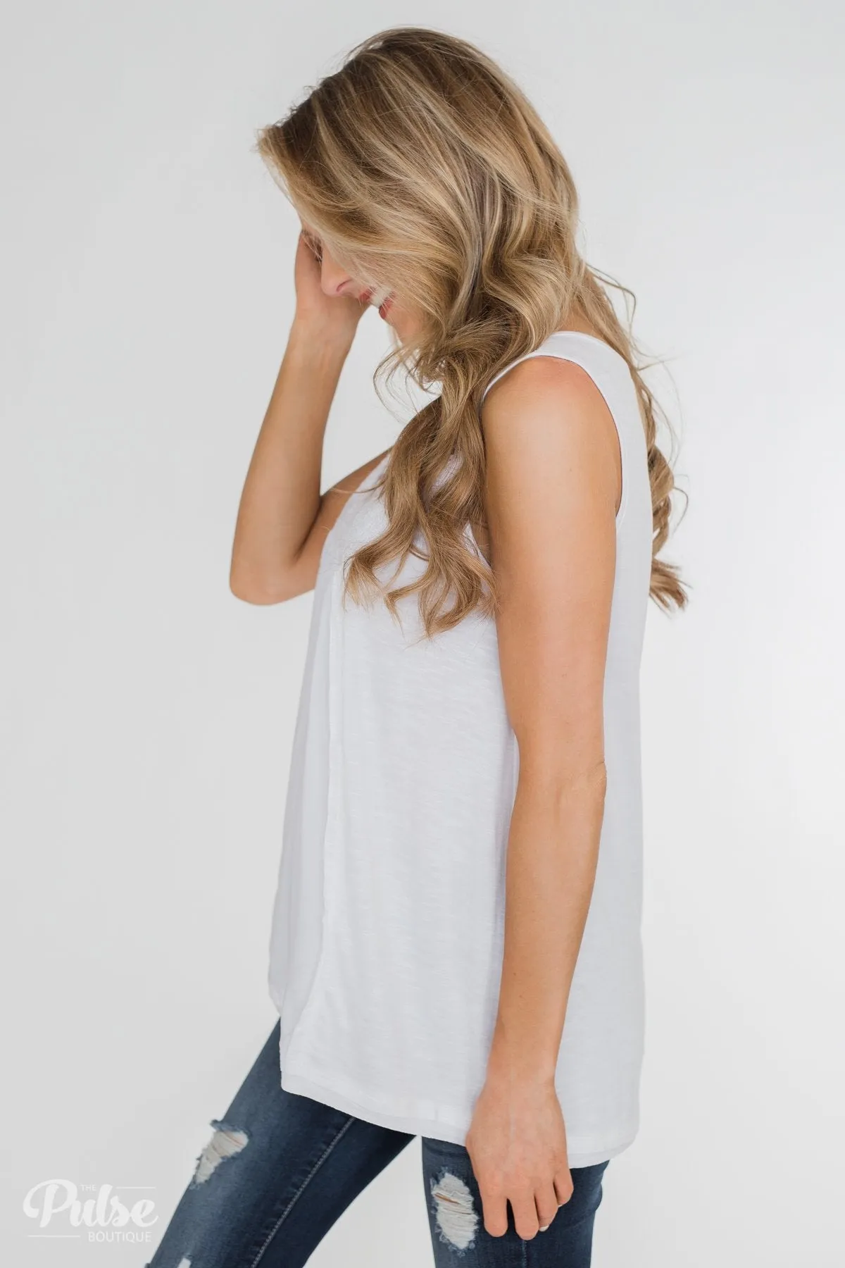 Fill My Days Lace Detailed Tank Top- Off White