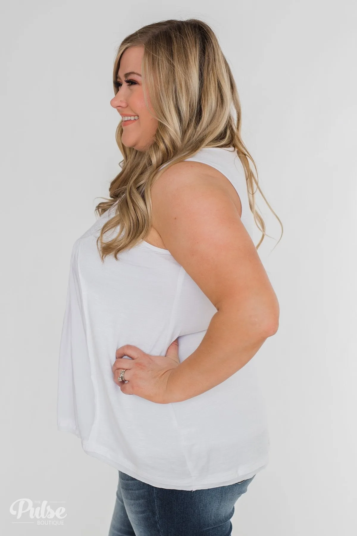 Fill My Days Lace Detailed Tank Top- Off White