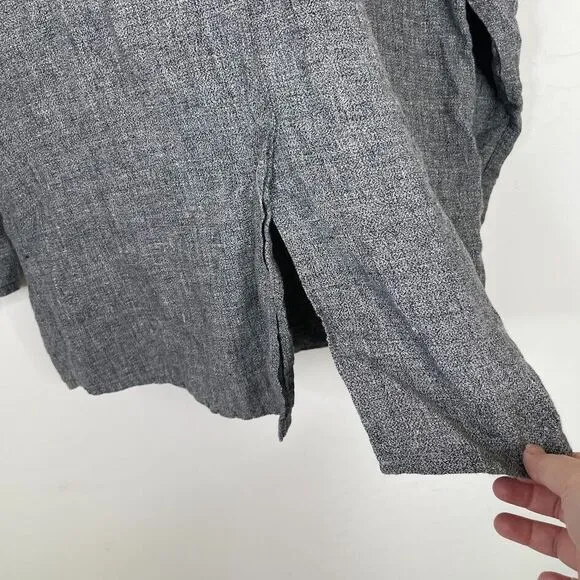 FLAX Womens Size Small Button Front Blazer Jacket Linen Gray Work Career Pockets