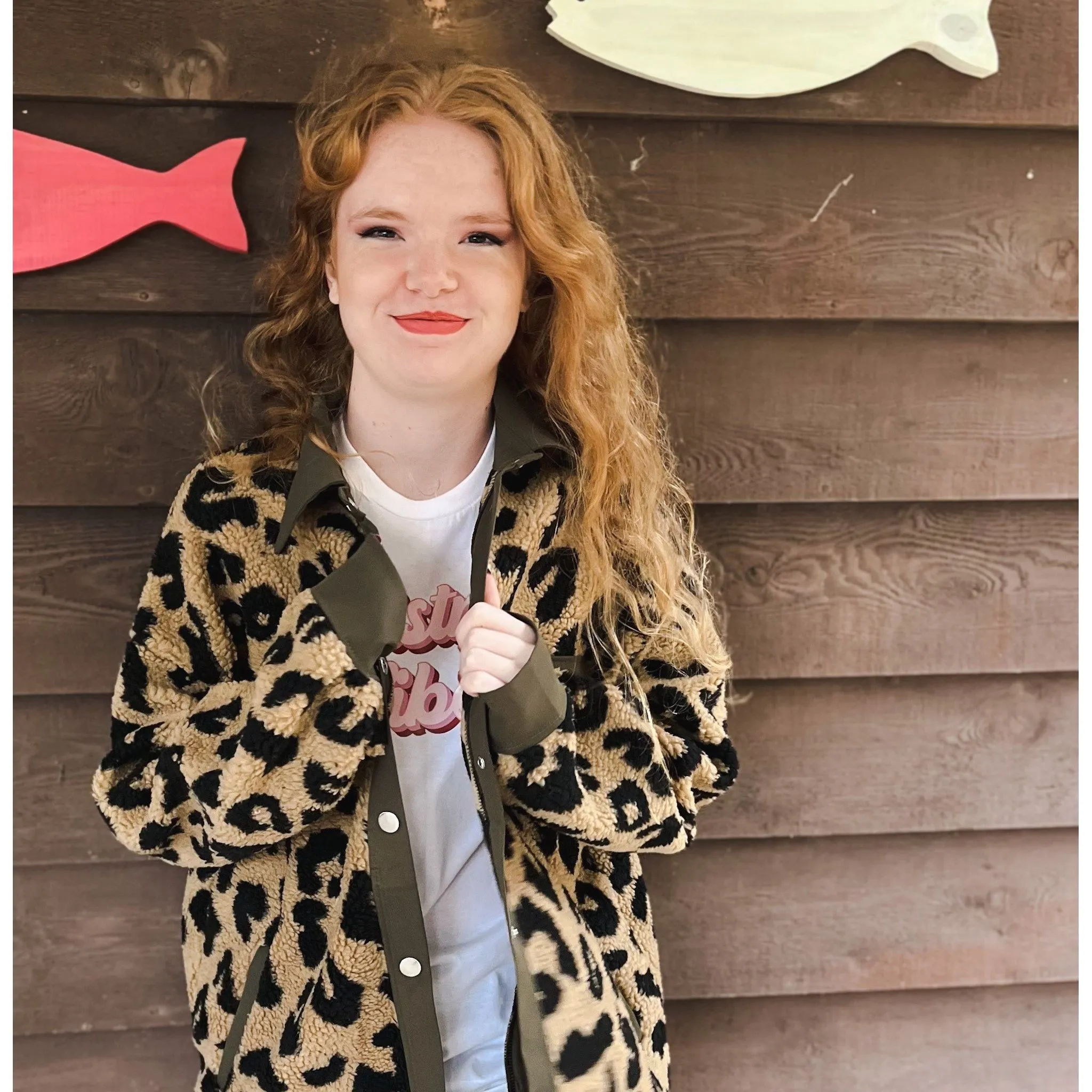 Fleece Leopard Shackets with Front Pockets.