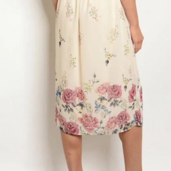 FLORAL MIDI DRESS IVORY*