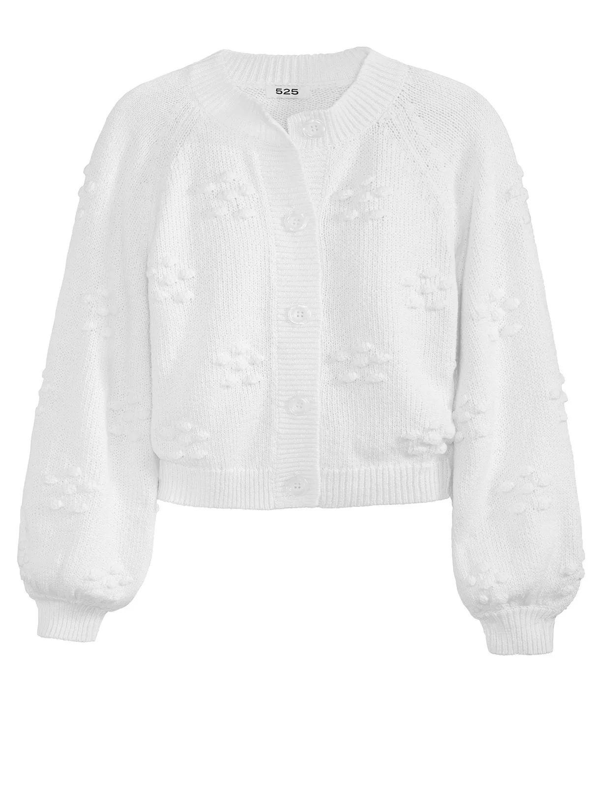 Flower Bobble Cardigan - White
