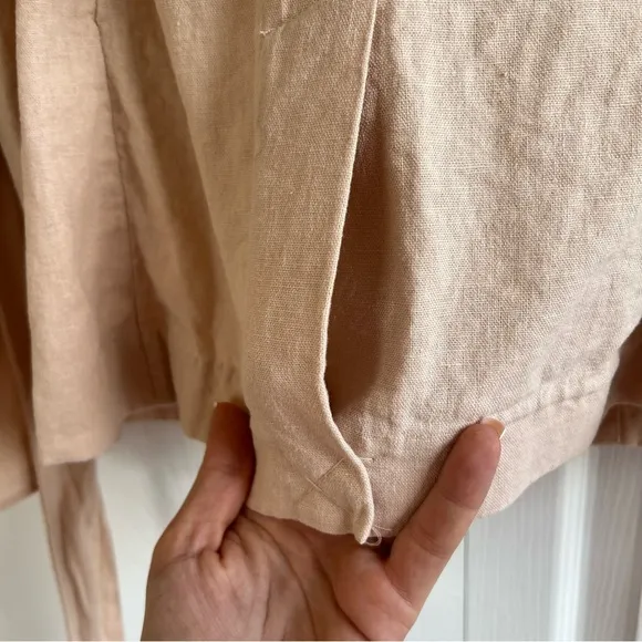 Free People Blazer Jacket Linen Blush Pink Flared Sleeve‎ Boho Lagenlook Career
