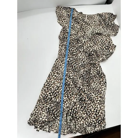 Free People French Quarter Ruffle Wrap Dress Women's Size Medium Brown Black
