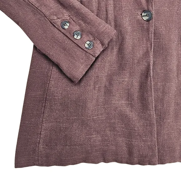 Free People Misha Linen Blend Oversized Chocolate Lava Blazer Jacket Size 6