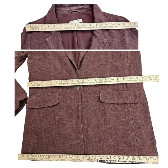 Free People Misha Linen Blend Oversized Chocolate Lava Blazer Jacket Size 6