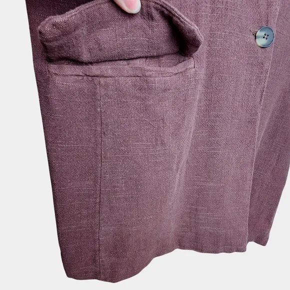 Free People Misha Linen Blend Oversized Chocolate Lava Blazer Jacket Size 6