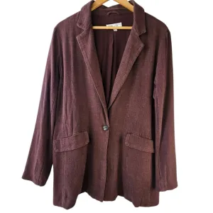 Free People Misha Linen Blend Oversized Chocolate Lava Blazer Jacket Size 6