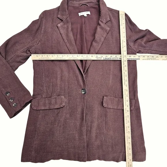 Free People Misha Linen Blend Oversized Chocolate Lava Blazer Jacket Size 6