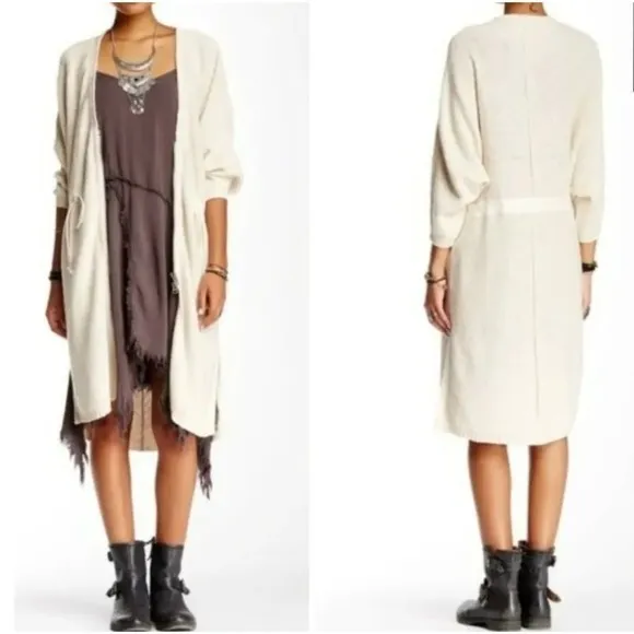Free People XS Soul Sis. Full zip. Long line. Cardigan. Boho. Minimalist.