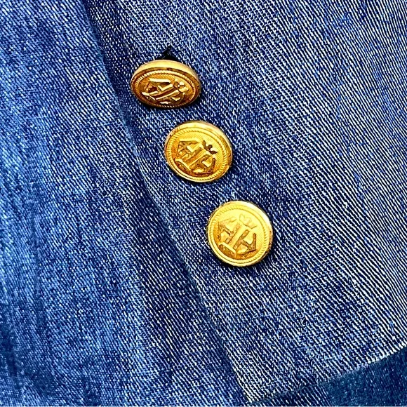 FREEDBERG Madrigal Carmel Copley Linen Double Breasted Blazer Women’s Sz 8 Blue