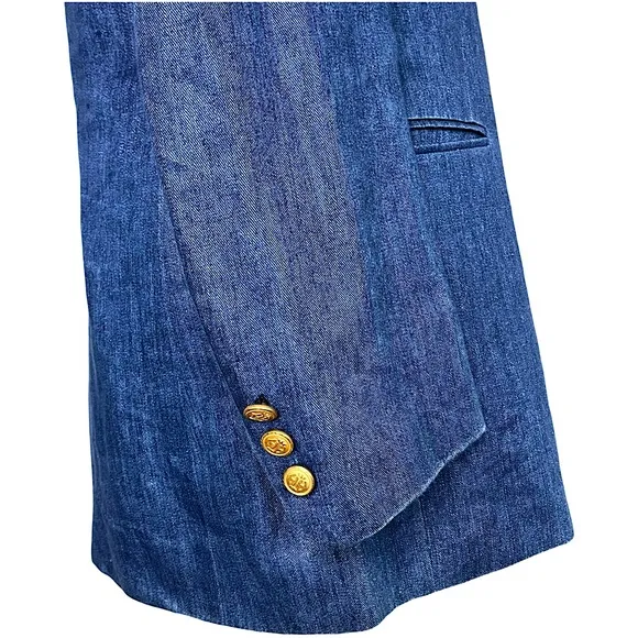 FREEDBERG Madrigal Carmel Copley Linen Double Breasted Blazer Women’s Sz 8 Blue