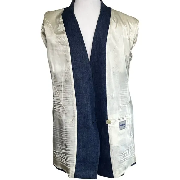 FREEDBERG Madrigal Carmel Copley Linen Double Breasted Blazer Women’s Sz 8 Blue