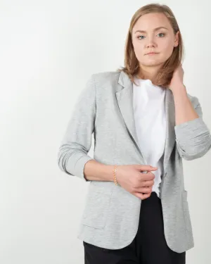 french terry one button blazer - gris chine clair