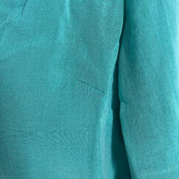 Fridaze Lagenlook linen single button blazer jacket tiffany turquoise blue top M