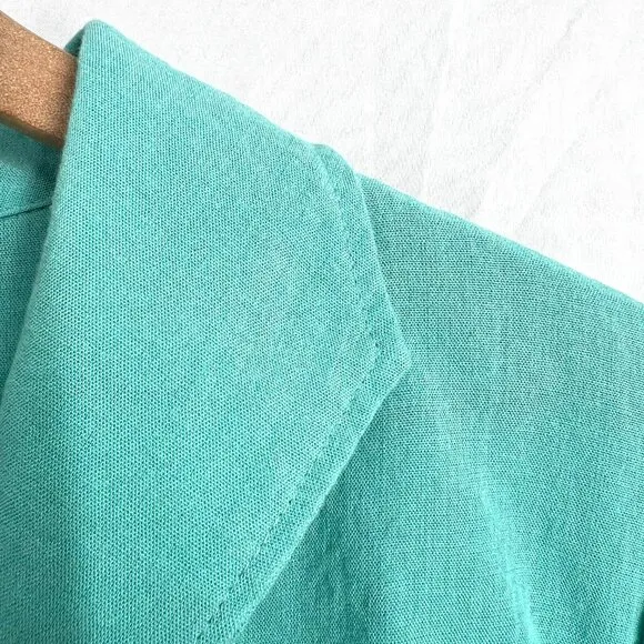 Fridaze Lagenlook linen single button blazer jacket tiffany turquoise blue top M