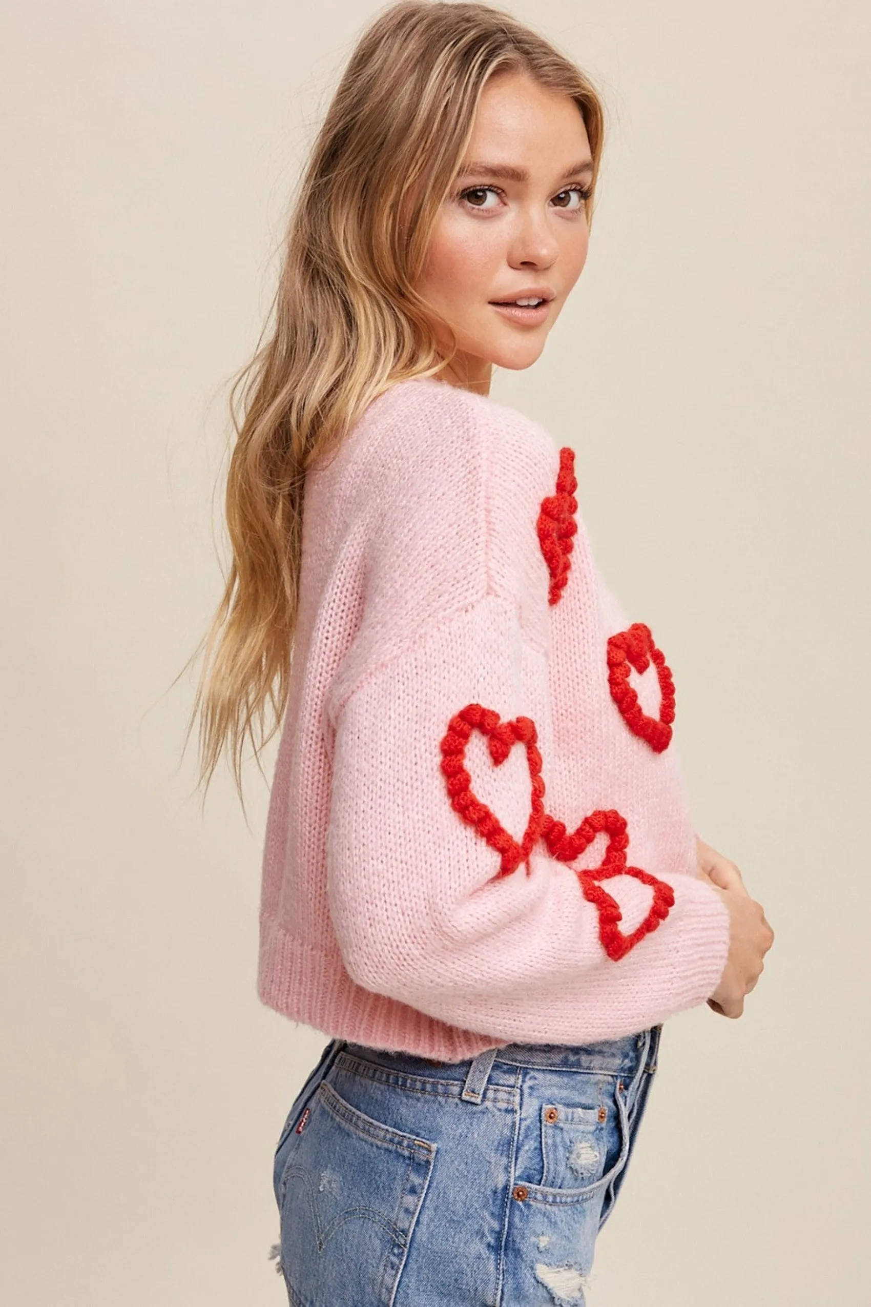 Full Hearts Cardigan - Pink/Red