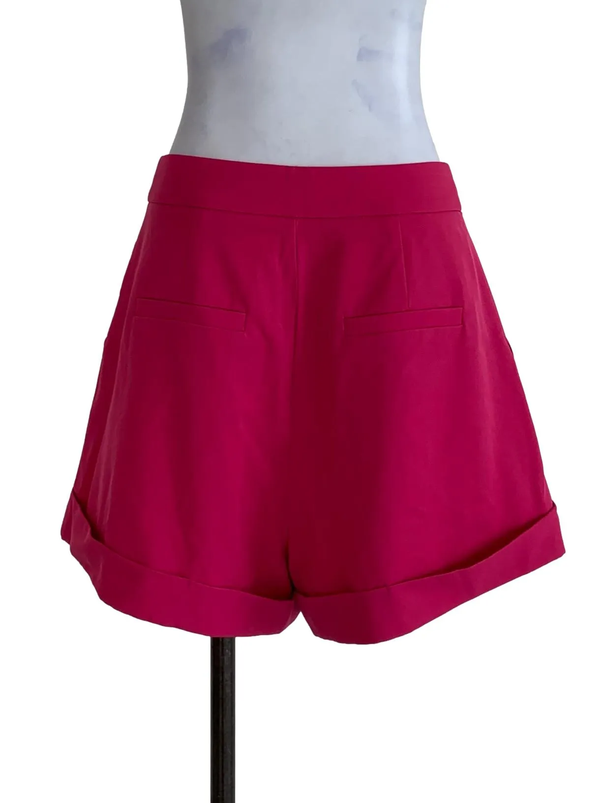 Fuschia Plaid High-Waisted Shorts