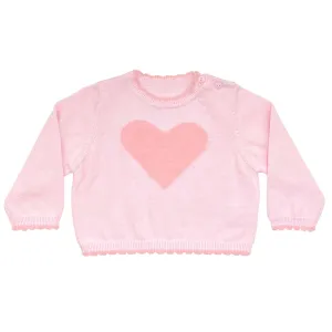 Fuzzy Heart Lightweight Knit Sweater