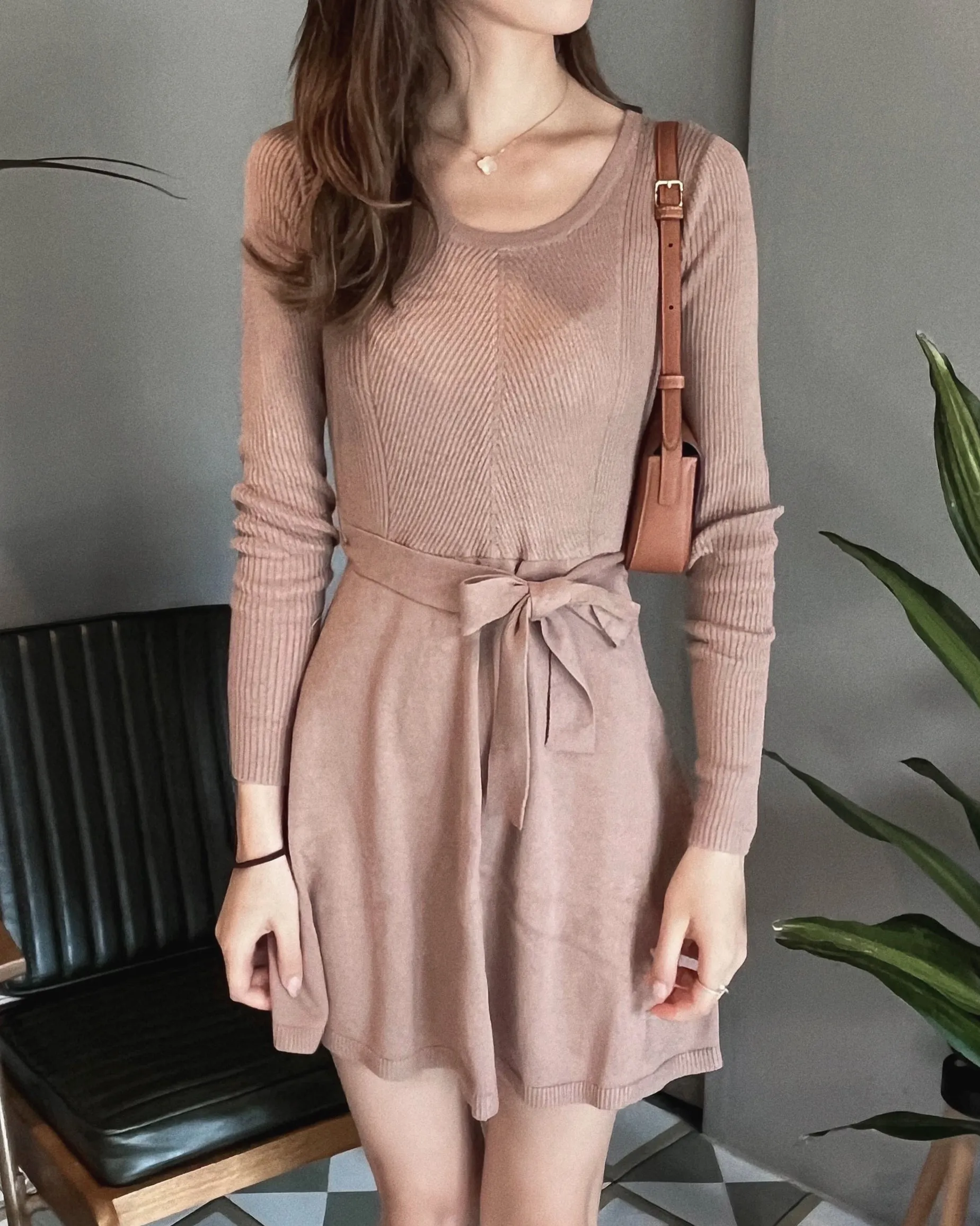 Girls Belted Sweater Dress