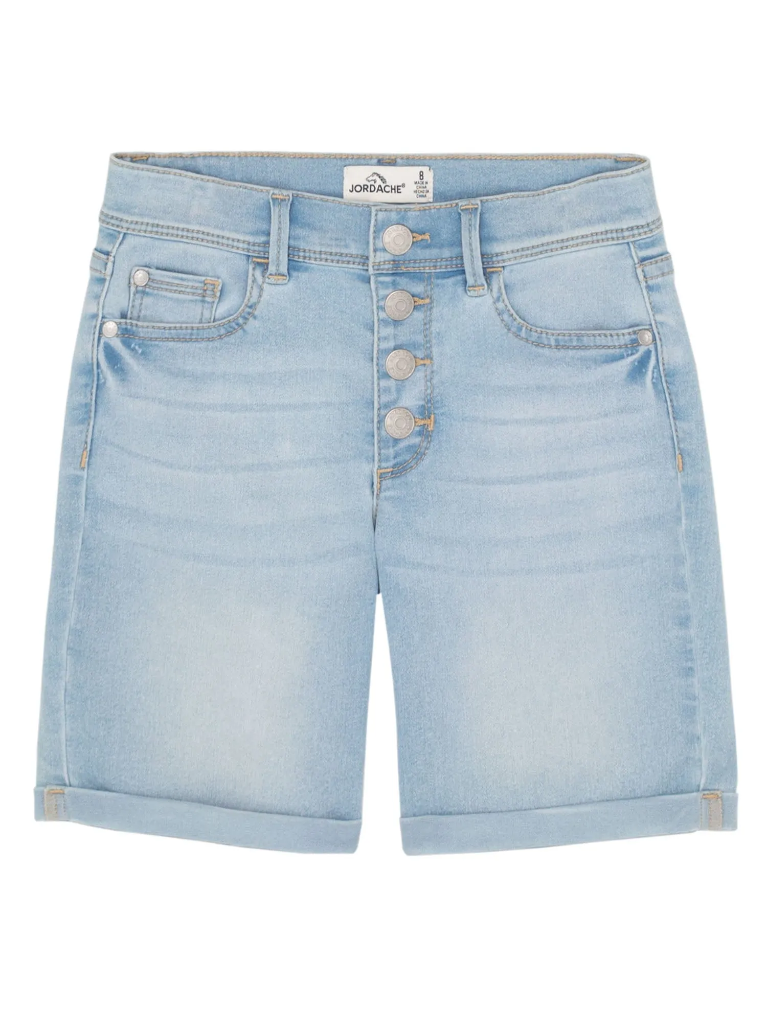 Girls Exposed Button Bermuda Shorts