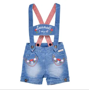 Girls Trachten Bib Shorts 'Lausmadl' Denim (discontinued)