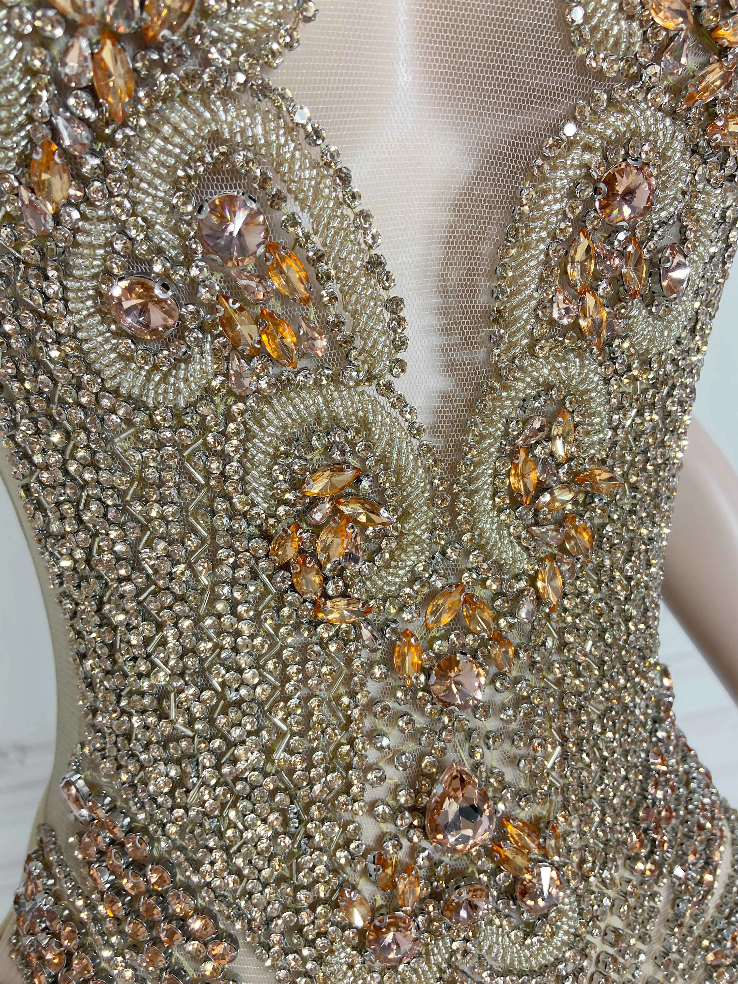 Gold Wrap and Rhinestone Sleeveless Mini Dress