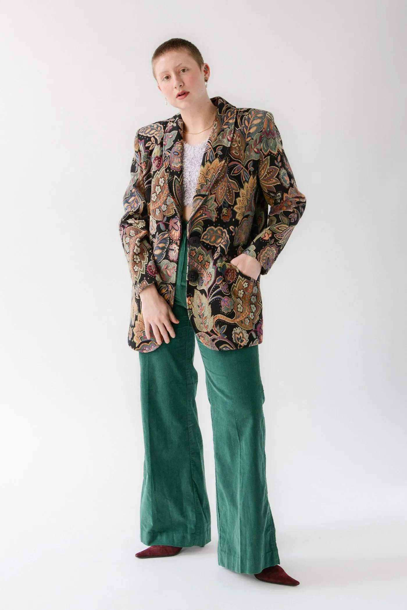 Gorgeous Jewel Tone Floral Tapestry Blazer