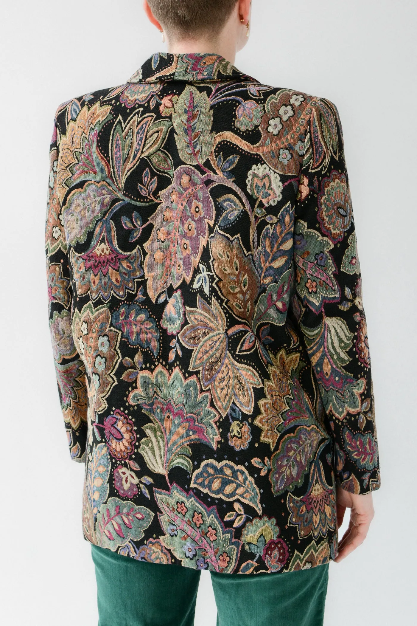 Gorgeous Jewel Tone Floral Tapestry Blazer