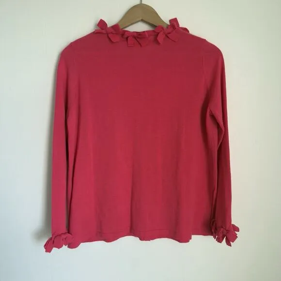 GRETCHEN SCOTT | Breakfast At Tiffany’s Wool Pink Easter Cardigan Bows | Size L