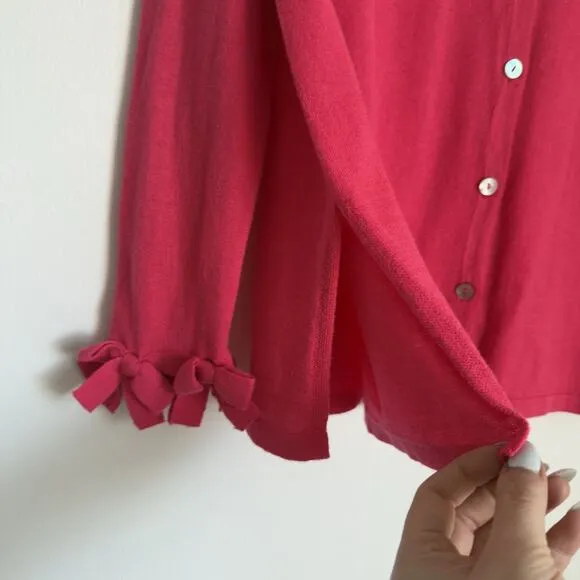 GRETCHEN SCOTT | Breakfast At Tiffany’s Wool Pink Easter Cardigan Bows | Size L