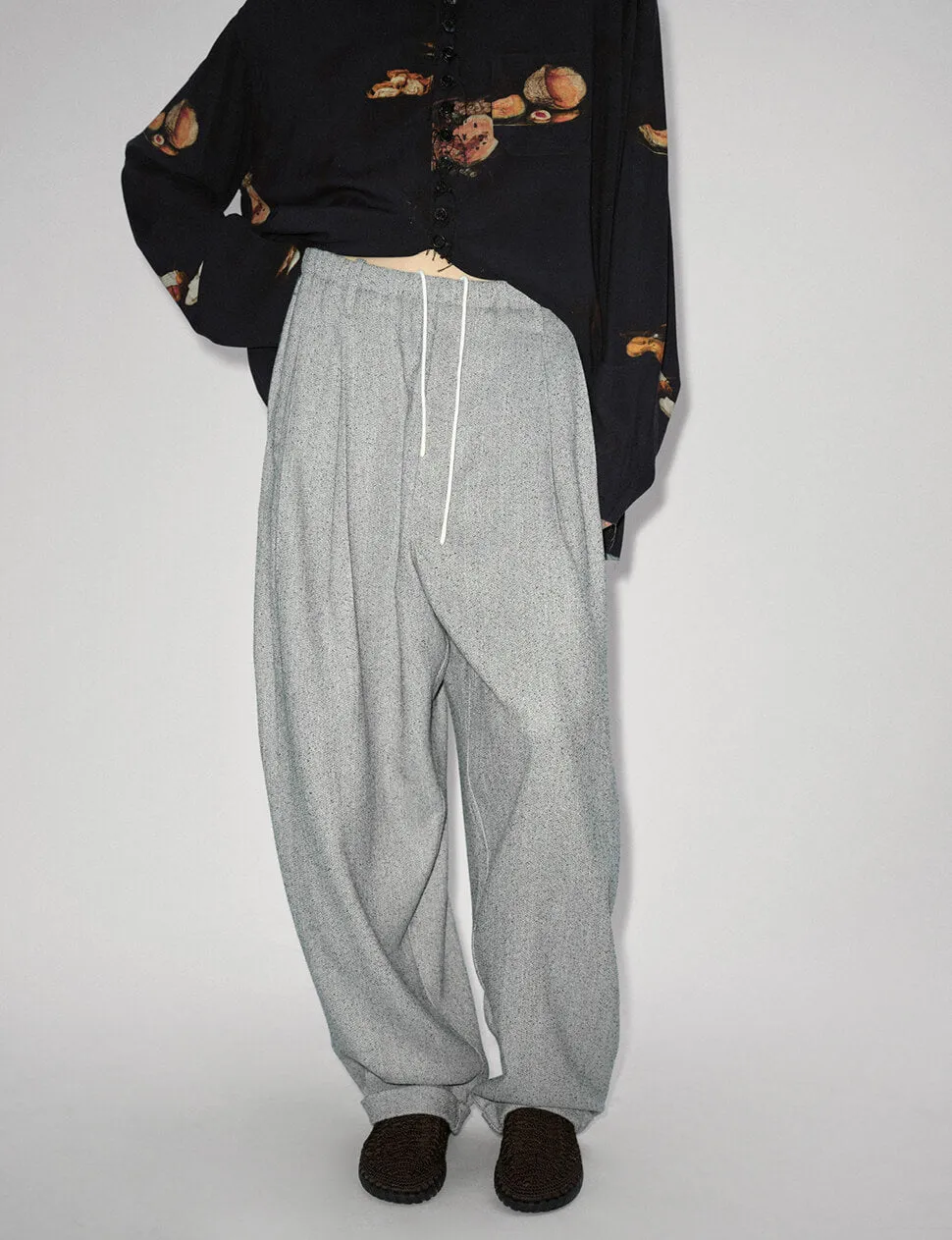 Grey Drawstring Suit Pants