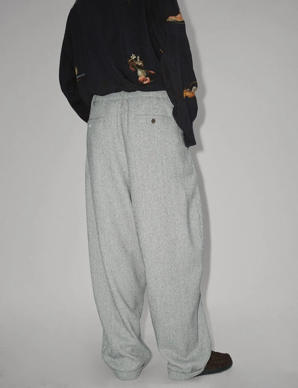 Grey Drawstring Suit Pants