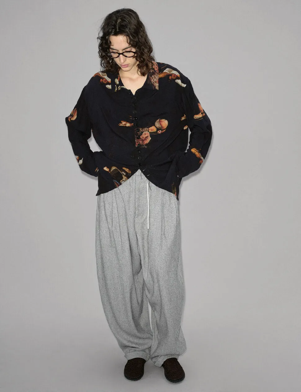 Grey Drawstring Suit Pants