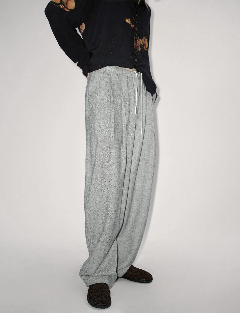 Grey Drawstring Suit Pants