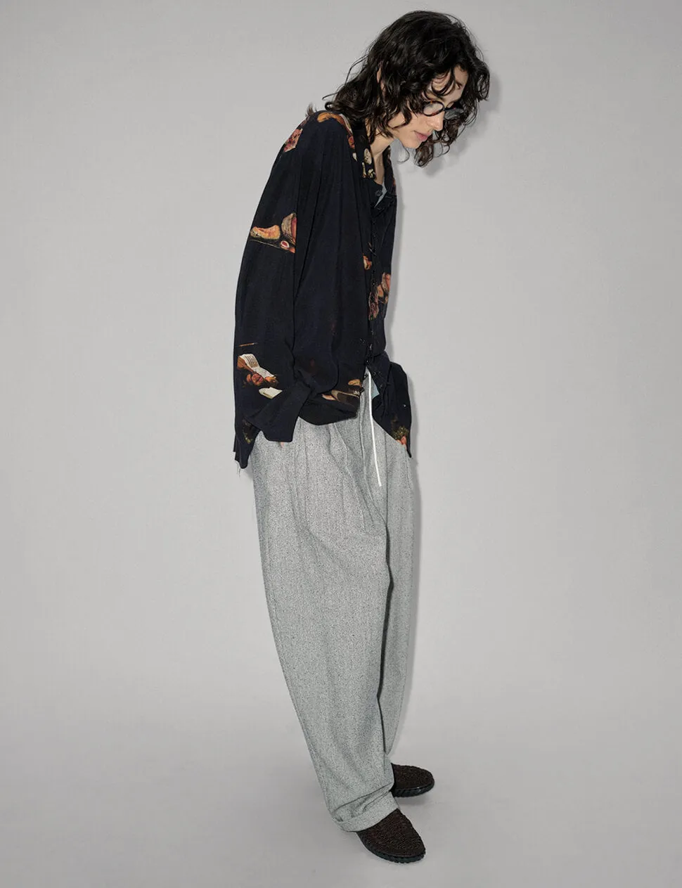 Grey Drawstring Suit Pants
