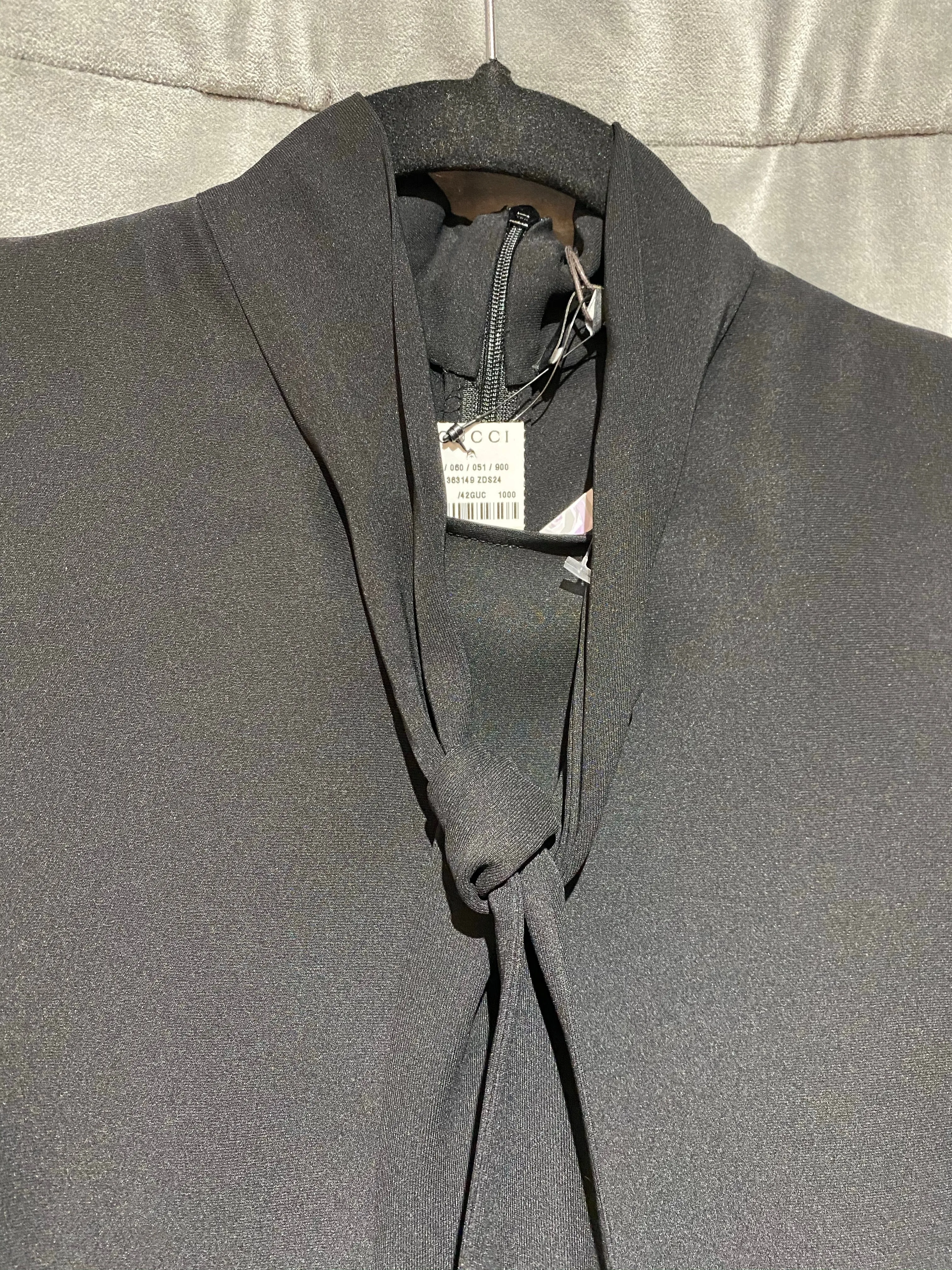 Gucci Black Pussy-Bow Crew Neck Tank with Back Zipper