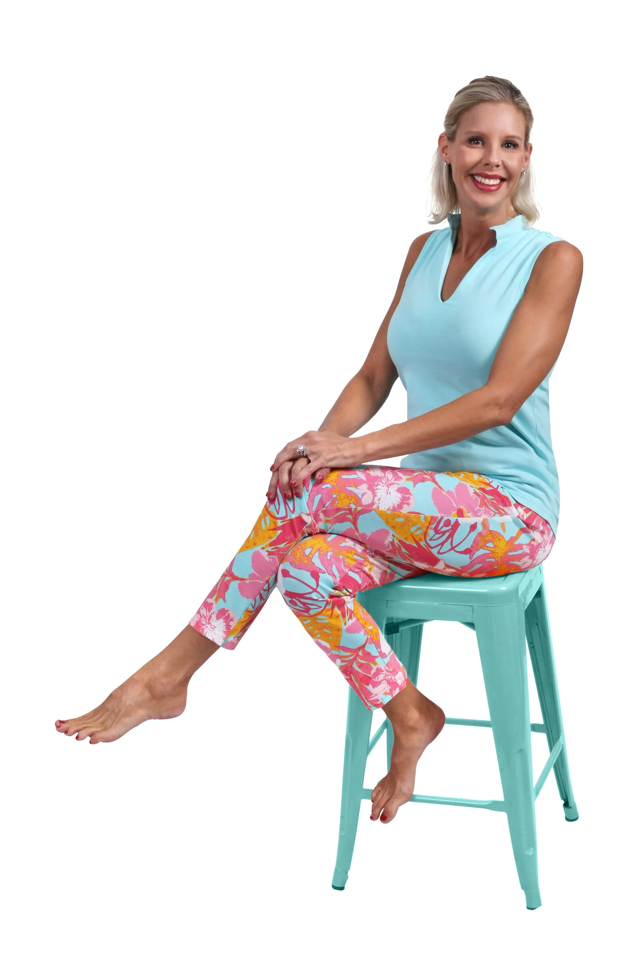 Hadley Sleeveless Top Aqua