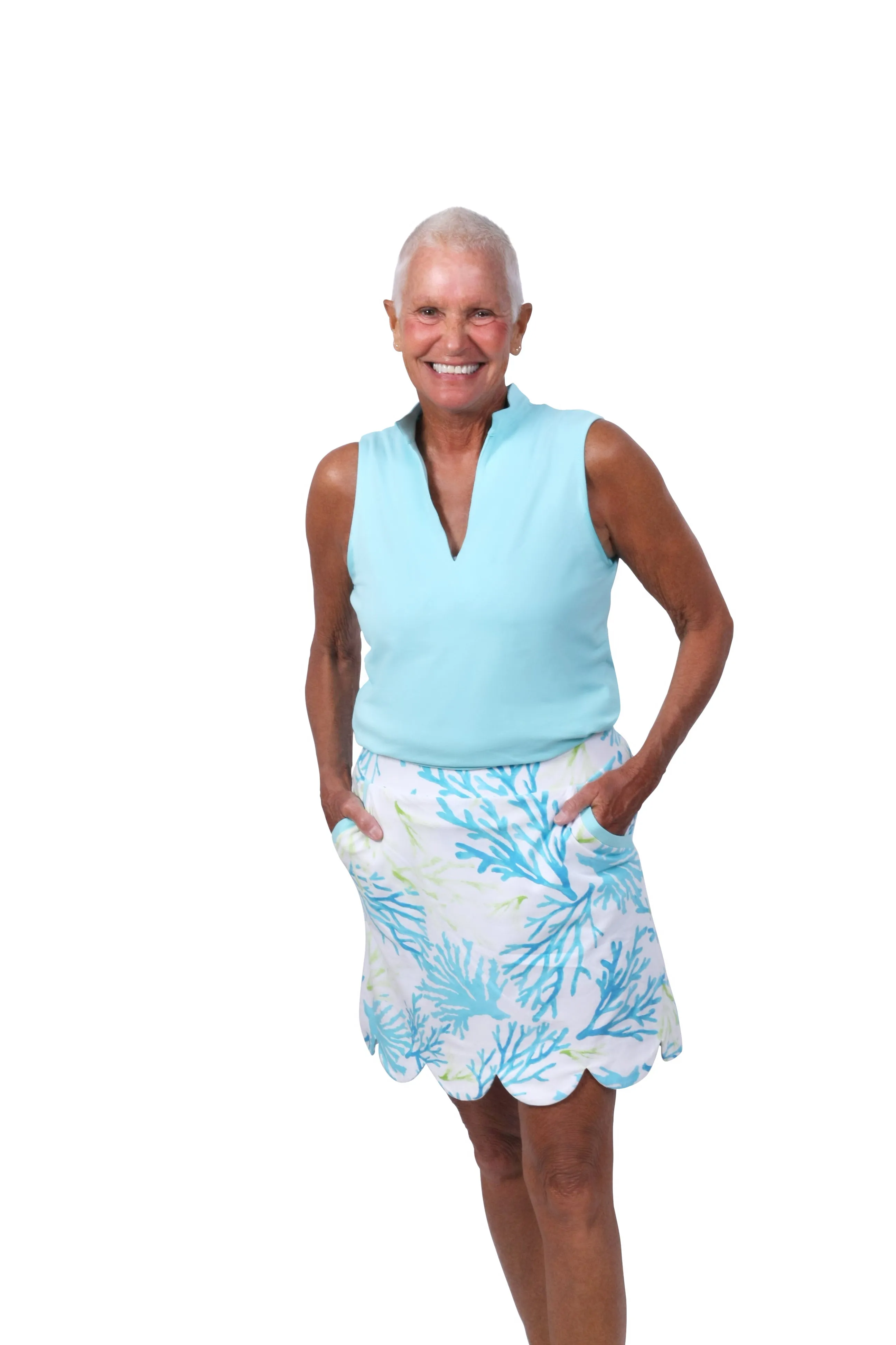 Hadley Sleeveless Top Aqua