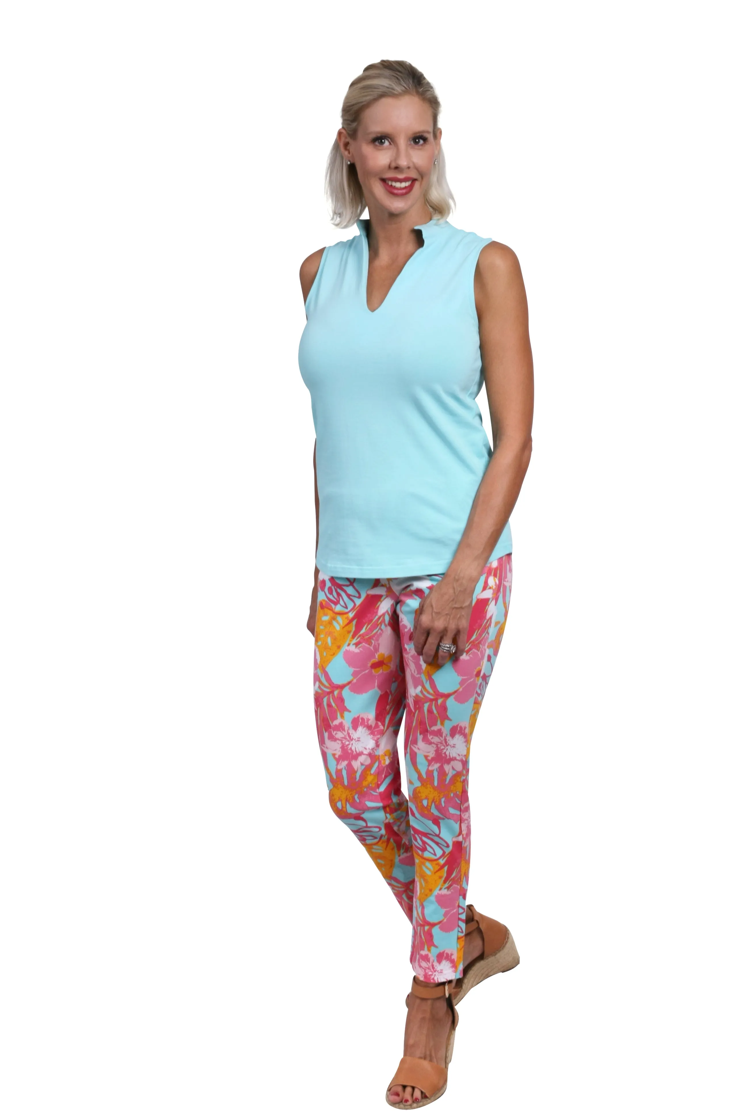 Hadley Sleeveless Top Aqua